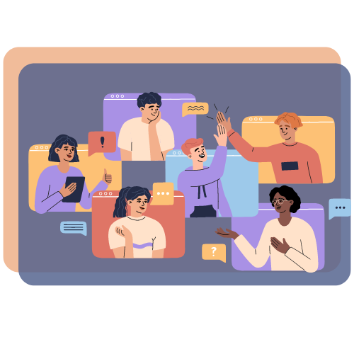 gambar enam orang siswa yang sedang berdiskusi impian mereka di masa depan